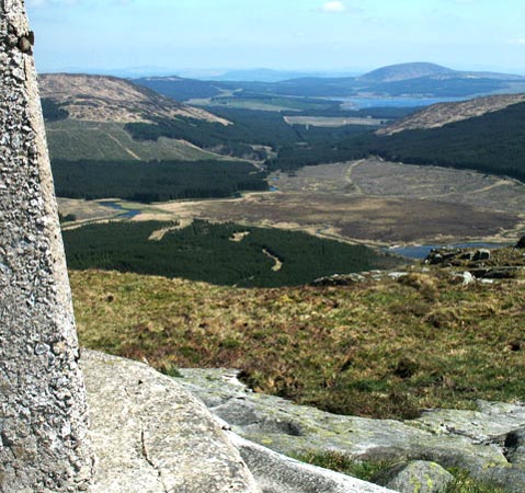View from the trig poing on Craiglee Clatteringshaws and Cairnsmore of Dee
