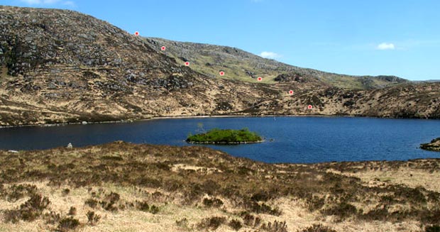 Looking back from Round Loch of Glenhead to the route down from Craiglee