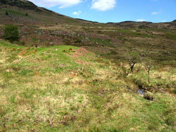 View of the route down from the Glenhead lochs to the Southern Upland Way