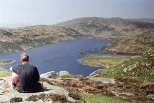 View of Loch Valley with the Rig of the Jarkness on the left and Buchan Ridge beyond the loch.