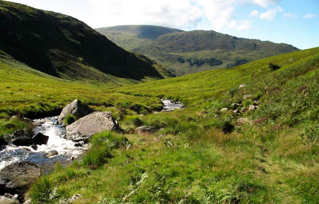 View down the valley of the Gairland Biurn towards the Minnigaff hills