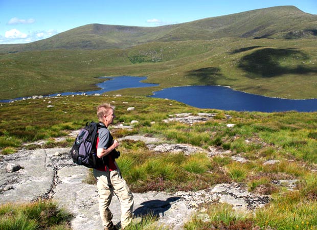 View of Benyellary and the Merrick from the saddle between Snibe Hill and Craignaw