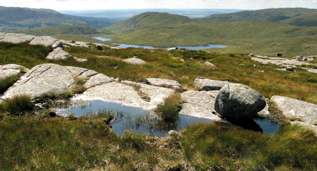 View back to the Gairland Burn valley with the Buchan Ridge on the right