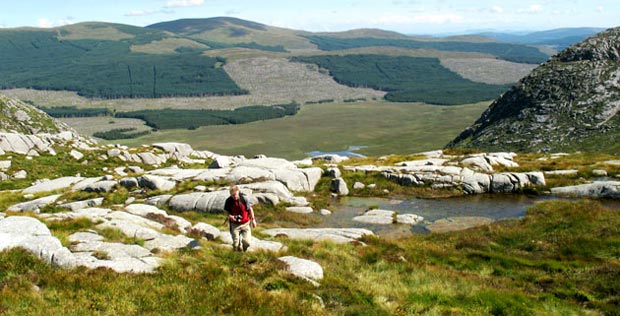 Coming back from Dungeon Hill and looking over the Silver Flowe to the Rhinns of Kells