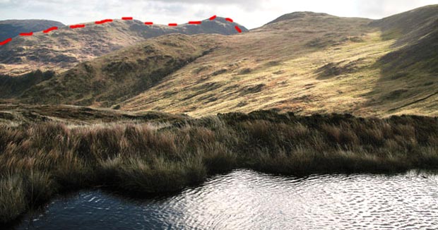 View of the route off Curleywee onto White Hill