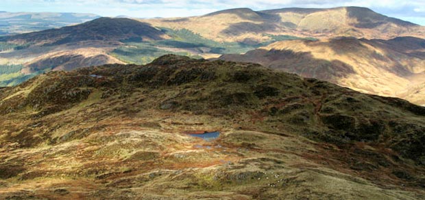 From Cambrick Hill looking over the Nick of the Lochans and Mulldonoch to Bennan Hill