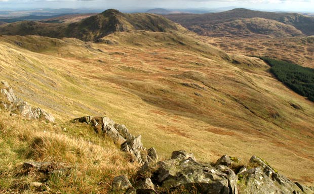 View from Lamachan towards the Bennanbrack Ridge and Curleywee