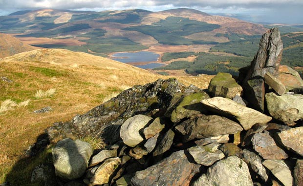 View from the top of Curleywee looking NE over Loch Dee to the Rhinns of Kells