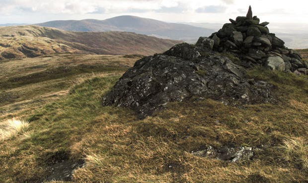 View from the top of Curleywee looking over Drigmorn Hill to Cairnsmore of Fleet and the Solway