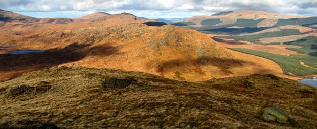 Merrick, the Dungeon Hills and the Rhinns of Kells from White Hill