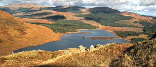 View over Loch Dee to the Rhinns of Kells