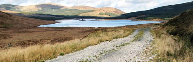 On the Southern Upland Way looking back to Loch Dee and the Rhinns of Kells