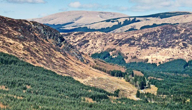 View of route up onto Cairngarroch with the Rhinns of Kells beyond