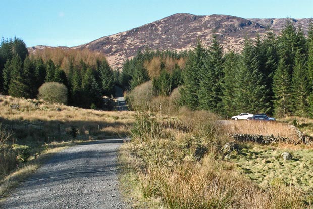 Almost back at the car park at Craigencallie with Darrou in the background