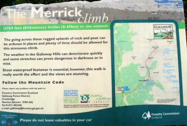 Information board abour the Merrick Climb