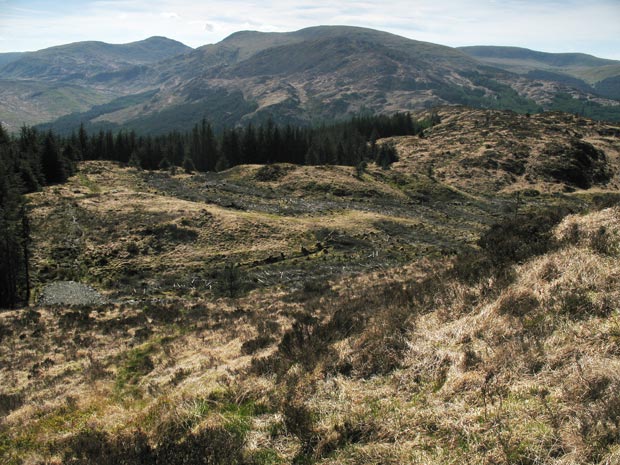 A view southwards towards the Minnigaff Hills from the ascent of Bennan