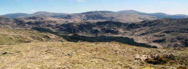 View looking eastward from the top of Bennan with names of hills to be seen from there.