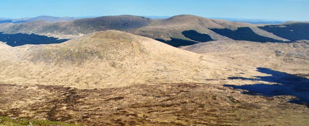 View of Mullwharchar, Loch Enoch and the Rhinns of Kells from the top of the Merrick