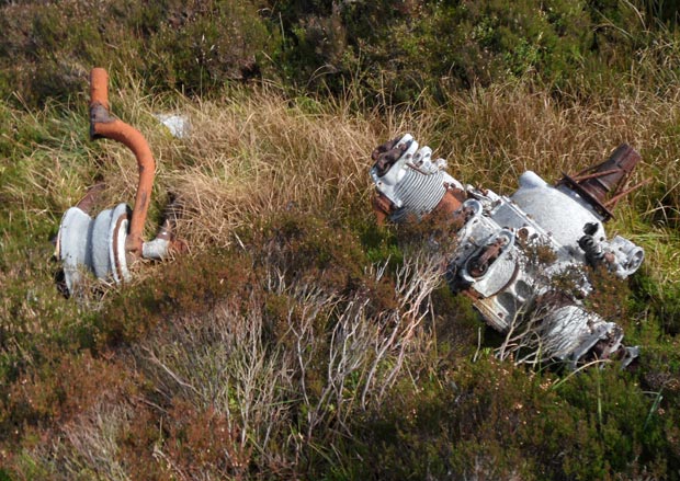 Engine and wheel from the crashed anson