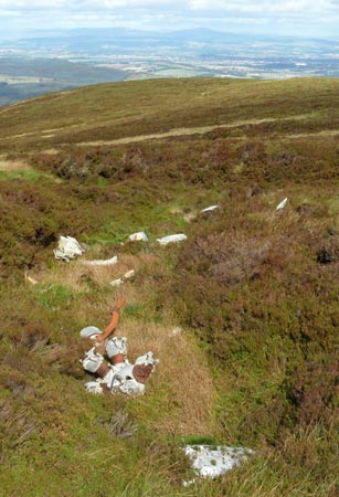 Looking north towards Dumfries through the debris at the crash site