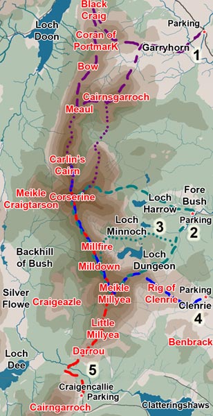 Map of the Rhinns of Kells with walking routes