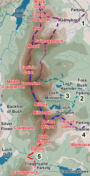 Map of the Rhinns of Kells with walking routes