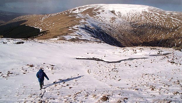 Heading for Corserine with Meikle Craigtarson on the left