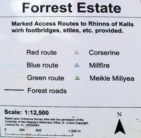 Estate map of walking routes through the forest at Fore Bush car park - detail