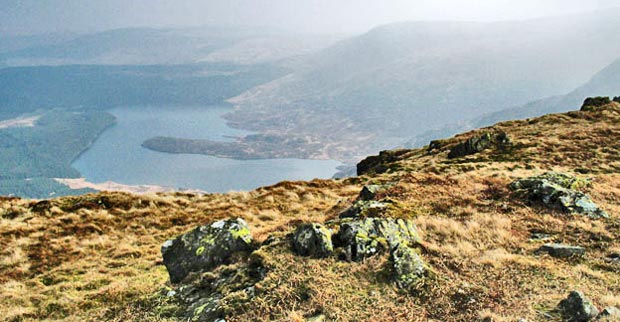 View down to Loch Dungeon and Meikle Lump from Millfire