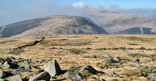 View from Meikle Millyea with mist lifting from Milldown and Corserine