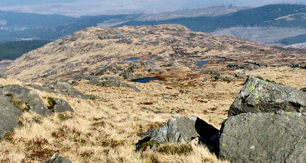 Small lochans at the top of Meikle Lump