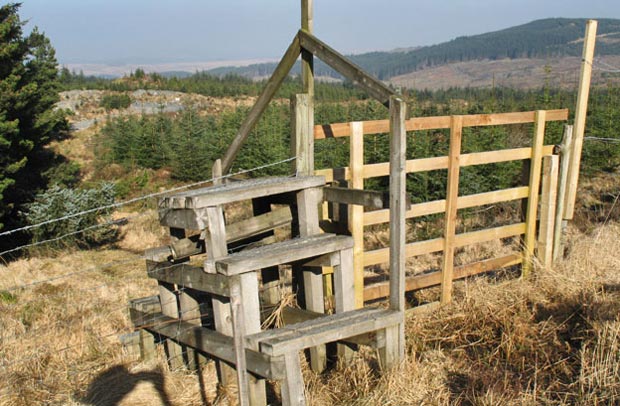 View of stile and access through the woods