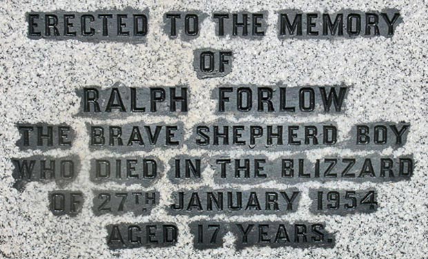 Monument to the shepherd Ralph Forlow - detail showing text