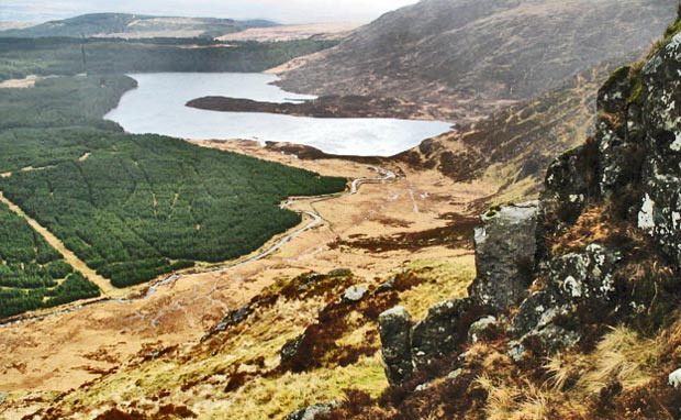 View from Millfire of Loch Dungeon where the Hawse Burn feeds into it