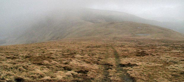 View back to Millfire taken as we ascend Corserine - misted out