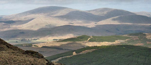 View over the Glenkens to the Cairnsmore of Carsphairn group of hills