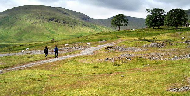 Heading along the track from Garryhorn farmhouse towards the old mine buildings