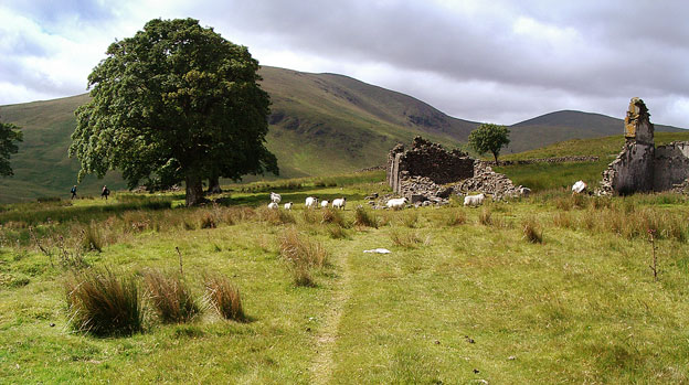 Old ruined buildings left over from the days of lead mining here