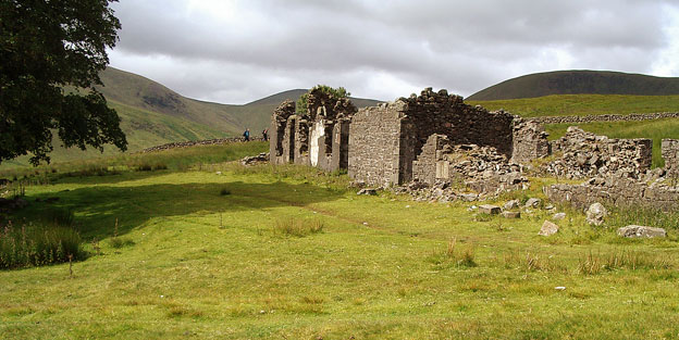 Old ruined building with the Coran of Portmark beyond it