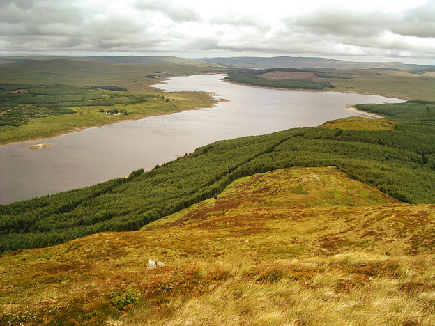 View looking north over Loch Doon from the top of Black Craig