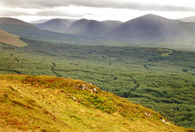 View of the Dungeon Hills while heading south off Black Craig towards Coran of Portmark