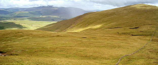 View Cairnsmore of Carsphairn while descending from Meaul towards Cairnsgarroch