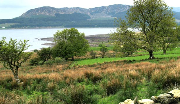 View over Clatteringshaws to Darnaw and Low Craignell