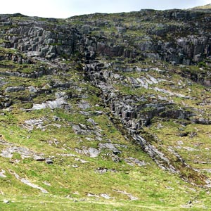 View up to the Dow Spout on Craignaw from the Silver Flowe - detail