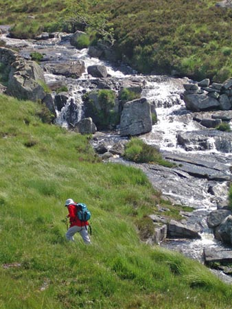 View of cascade in the Mid Burn which runs from Loch Neldricken into Loch Valley