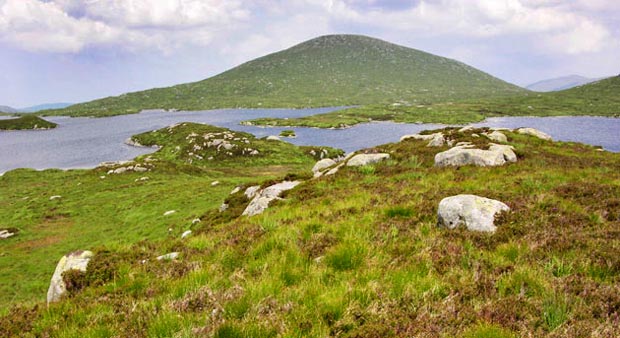 View across Loch Enoch to Mullwharchar