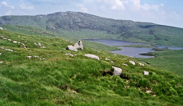 View looking south east from the Buchan Ridge with Loch Neldricken and Craignaw