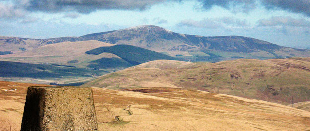 View from the trig point on Lousie Wood Law looking north to Tinto Hill