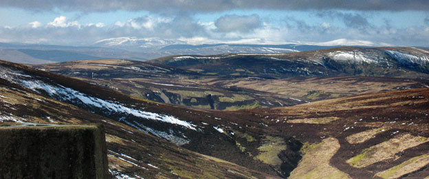 View towards the Galloway hills from the trig point on Lousie Wood Law