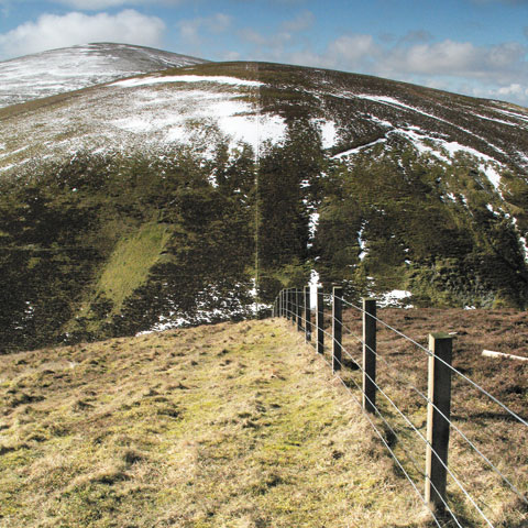 View of the steep descent and re-ascent between Lousie Wood Law and White Law
